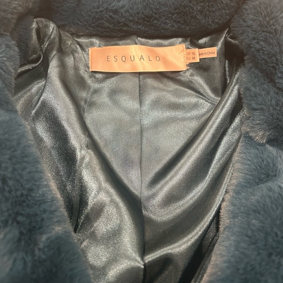 ESQUALO - Super Soft Luxury - Long faux fur coat-teal blue. Women’s L- 10. - Picture 6 of 7